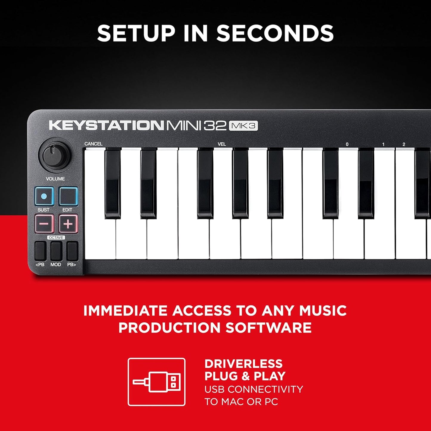 M-Audio Keystation Mini 32-Key USB MIDI Controller – Portable Power