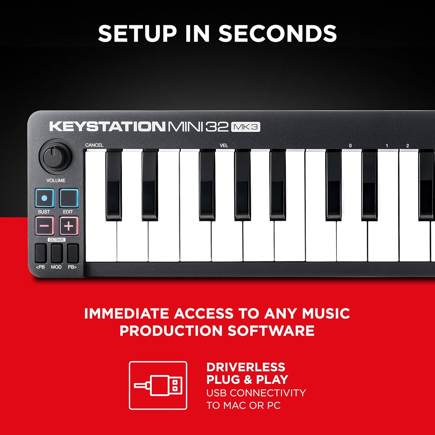 M-Audio Keystation Mini 32-Key USB MIDI Controller – Portable Power