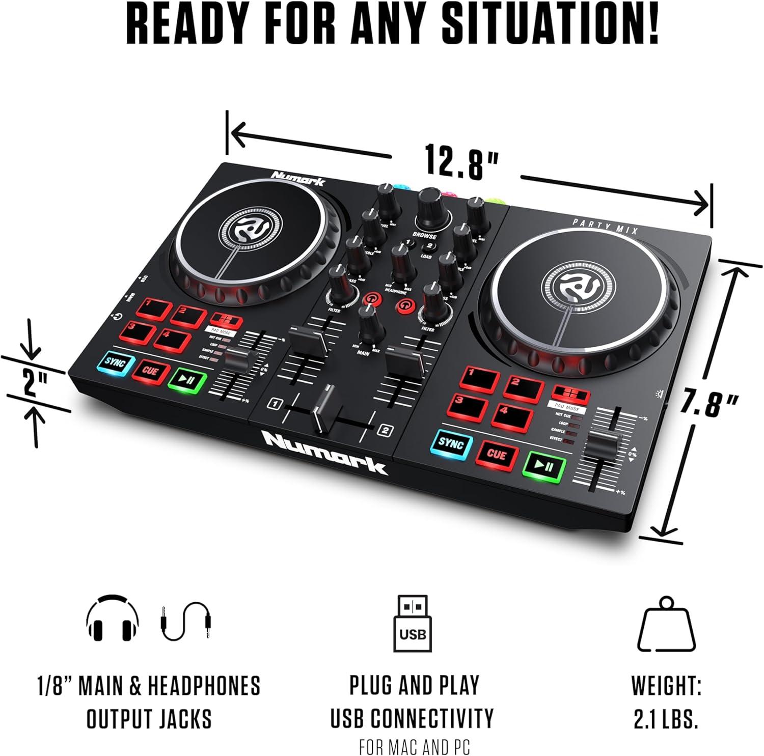 Numark Party Mix DJ Controller with Built-in Lights