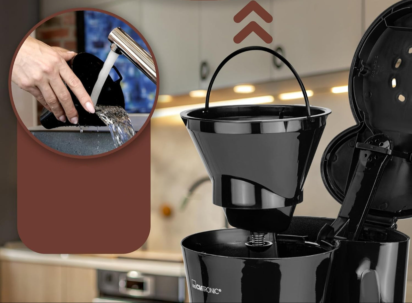 Clatronic Thermal Coffee Maker with Two 1-Liter Jugs, Drip Stop, Auto Shut-Off