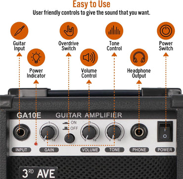 3rd Avenue GA10E 10W Electric Guitar Amplifier Black