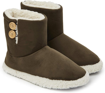 Dunlop Men's Faux Fur Bootie Slippers with Memory Foam Rubber Sole