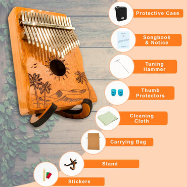 Orora 17-Key Mahogany Kalimba Thumb Piano with Carrying Case
