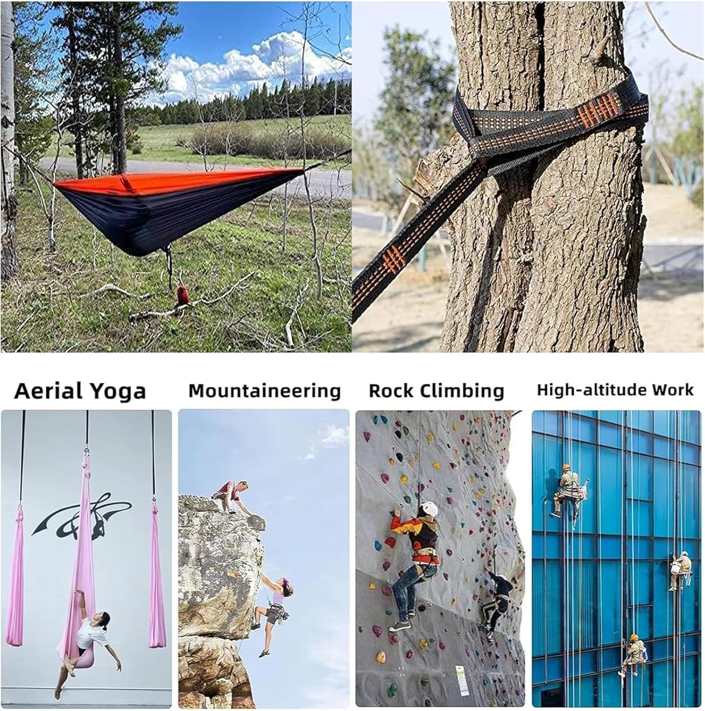 Heavy Duty Hammock Straps 2-Pack with Carabiners, 6.5 ft Adjustable