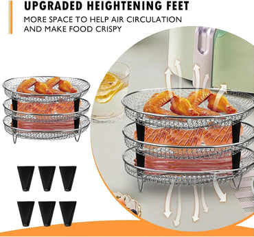 Konesky 3‑LayerAir Fryer Rack Stainless Steel Stackable Design