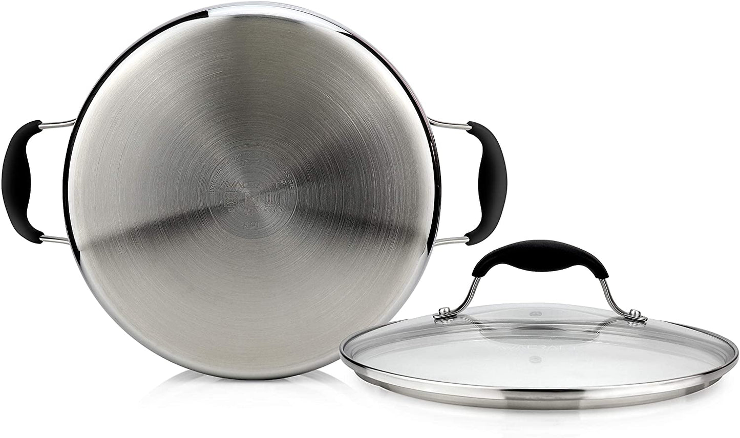 AVACRAFT 5-Quart 18/10 Tri-Ply Stainless Steel Multipurpose Pot with Glass Lid