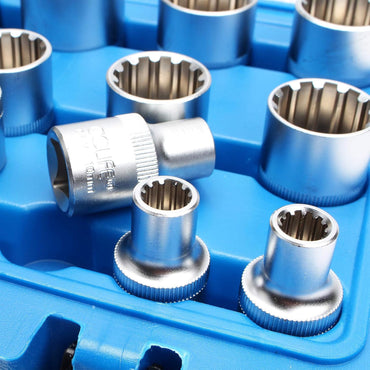 CCLIFE 19-Piece 12-Point Gear Lock Spline Socket Set