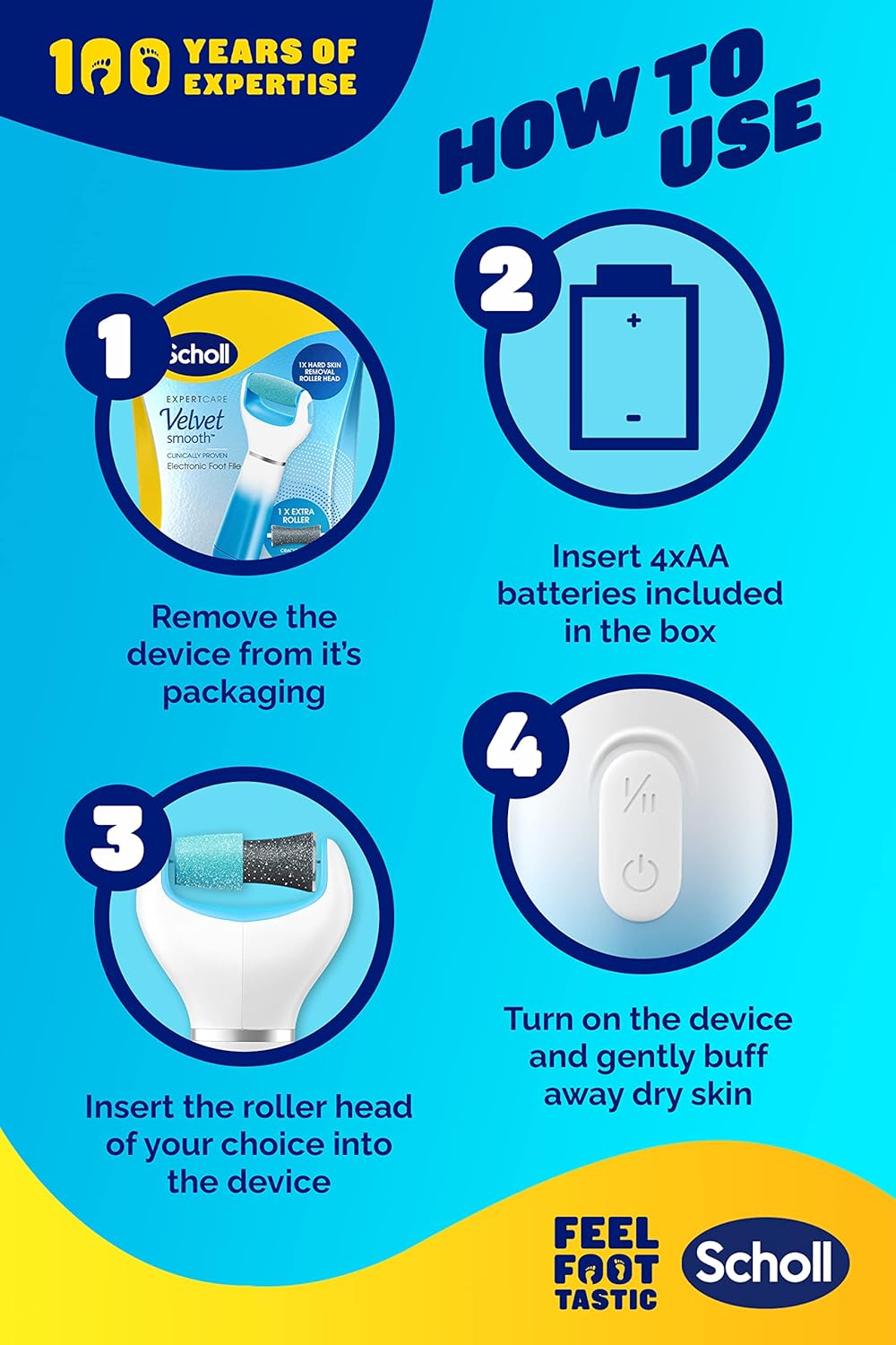 Scholl Velvet Smooth Electric Foot File with Cracked Heel Roller