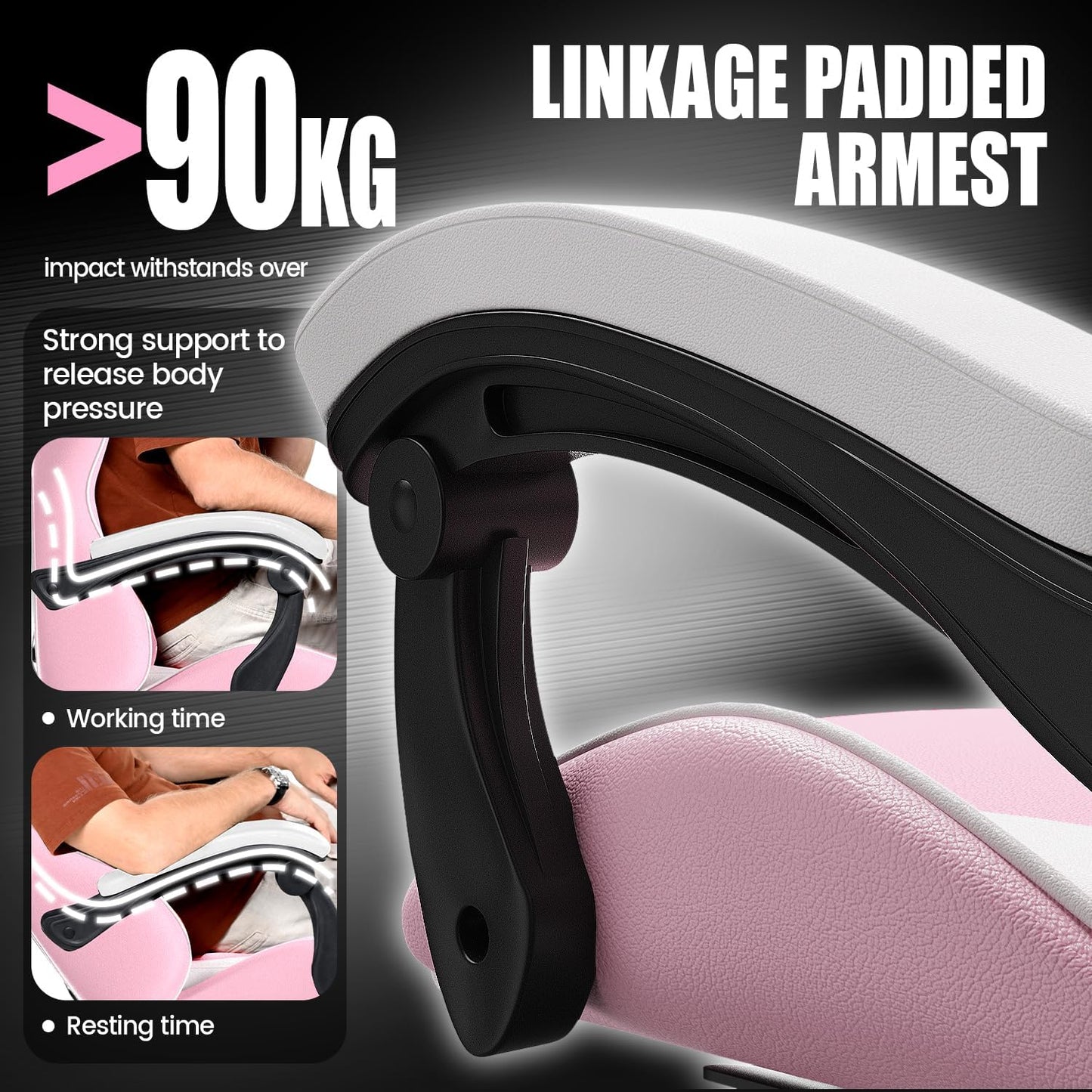 Bigzzia Purple Pink Gaming Chair with Reclining Back Support
