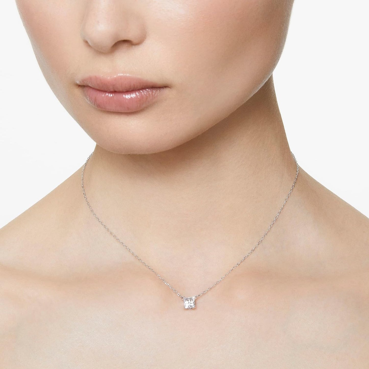 Swarovski Attract Square Crystal Pendant Necklace, Rhodium Plated, Elegant Women's Jewelry