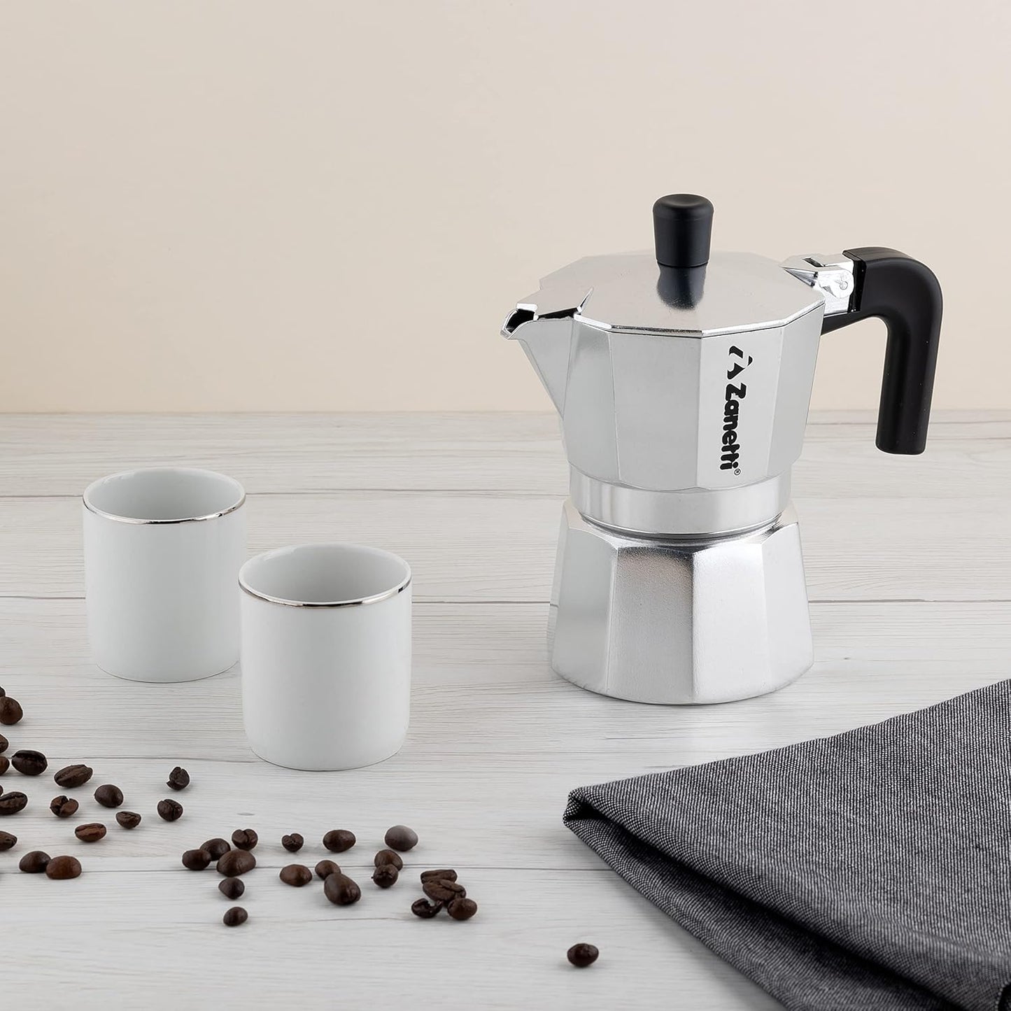 Zanetti Mama Aluminium Espresso Maker – 1‑Cup Moka Pot with Anti‑Drip