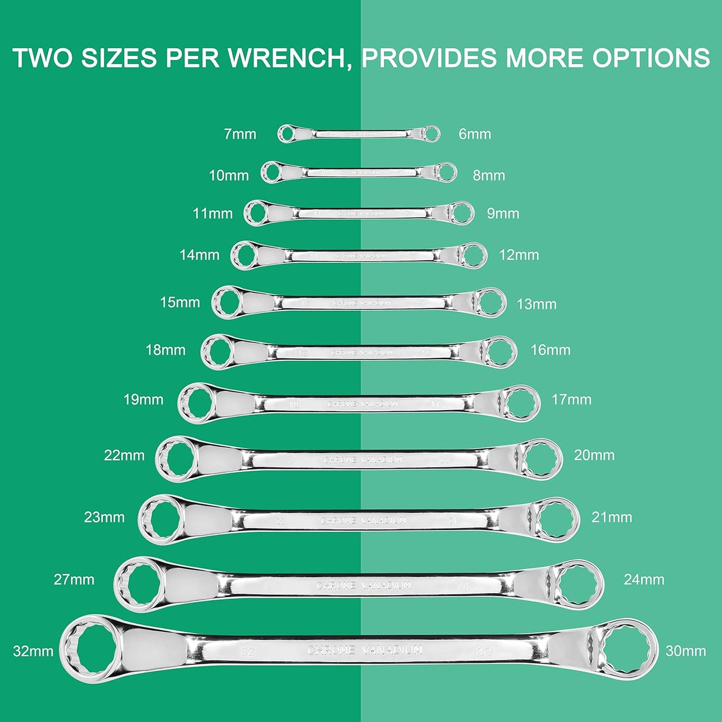 Denali 6-32mm Metric Wrench Set with Holder, 11-Piece for Home & Auto