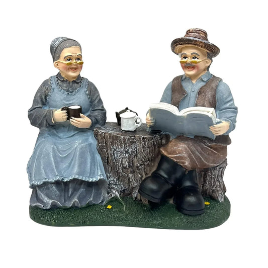 Polyresin Old Couple Decorative Idol Statue Home Decor - Gomix Brands Outlet