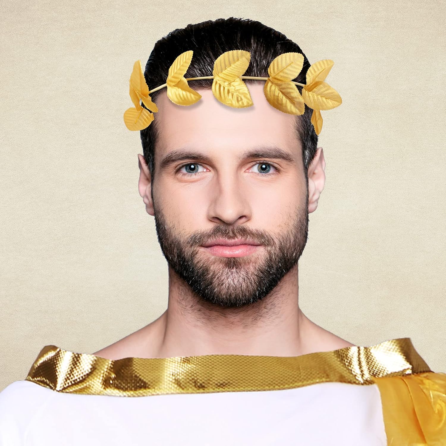 White Roman Toga Costume with Laurel Crown for Adults