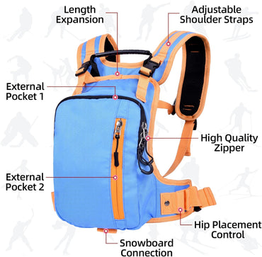 STLOVe Adjustable Kids Ski Harness Backpack with Backpack Blue