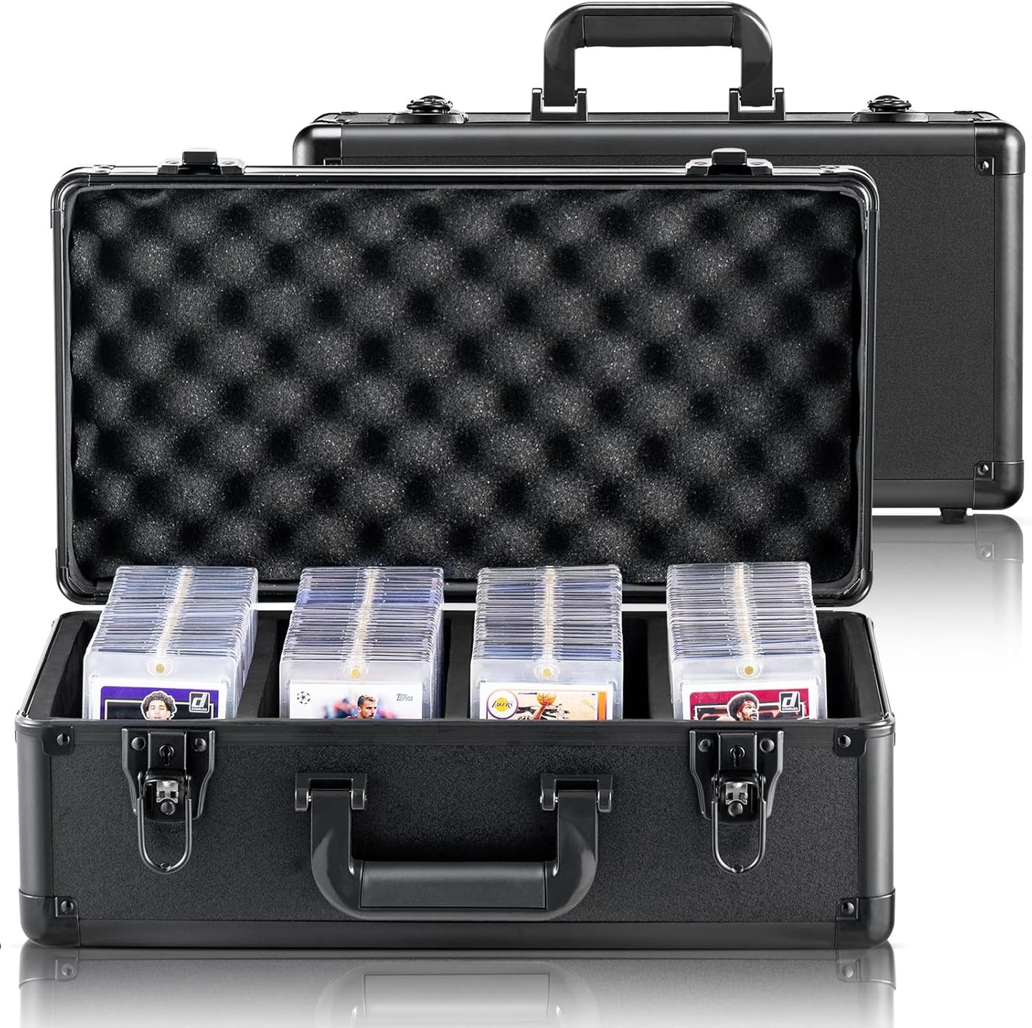 VEVOR Graded Card Storage Box, 4 Slots, Sports Card Holder with Key Lock