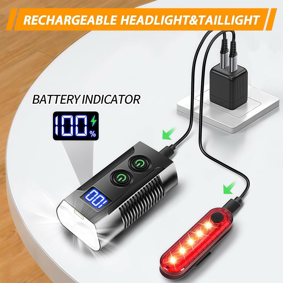 REHKITTZ QB202 Front and Rear Bike Light Set