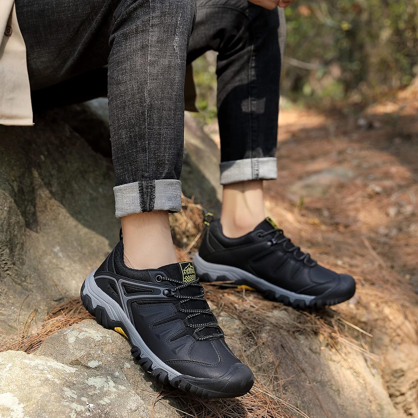 ASTERO Men's Waterproof Hiking Shoes with Anti‑Slip Rubber Sole