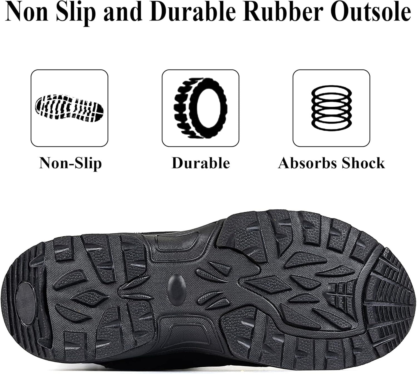 Women's Waterproof Winter Snow Boots with Side Zipper, Lightweight Warm Combat Style