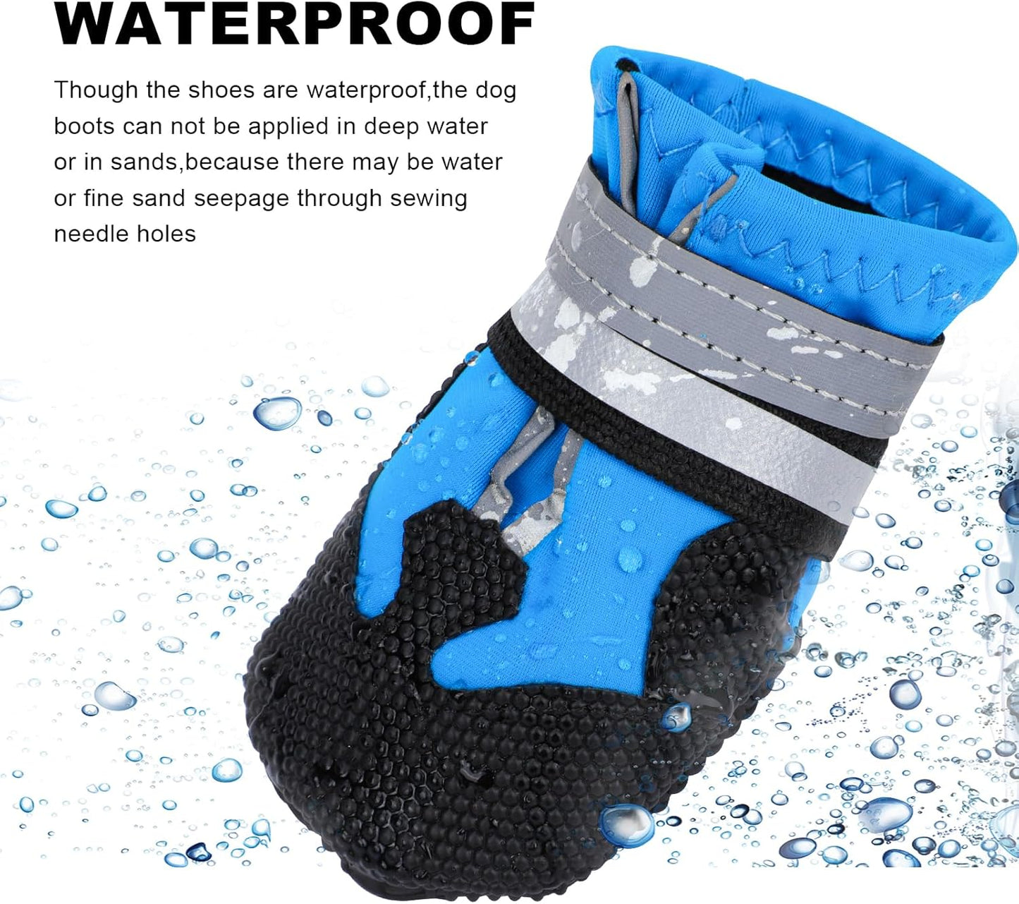 QKURT Waterproof Dog Boots with Reflective Straps for All Sizes