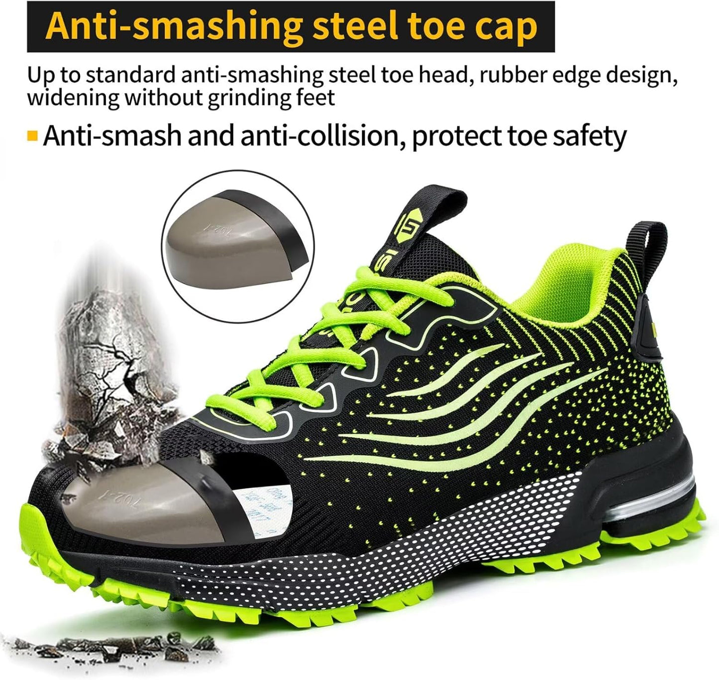 CYKYGGO Lightweight Steel Toe Safety Shoes for Men and Women