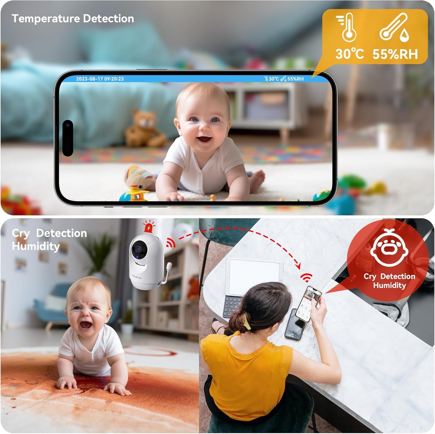 BondFree 2K HD Baby Monitor with Camera and Audio: Crystal Clear View