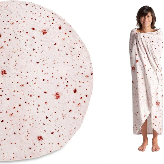 Kanguru Cream Piadina Burrito Tortilla Blanket – 63‑inch Round Fleece Throw - Gomix Brands Outlet