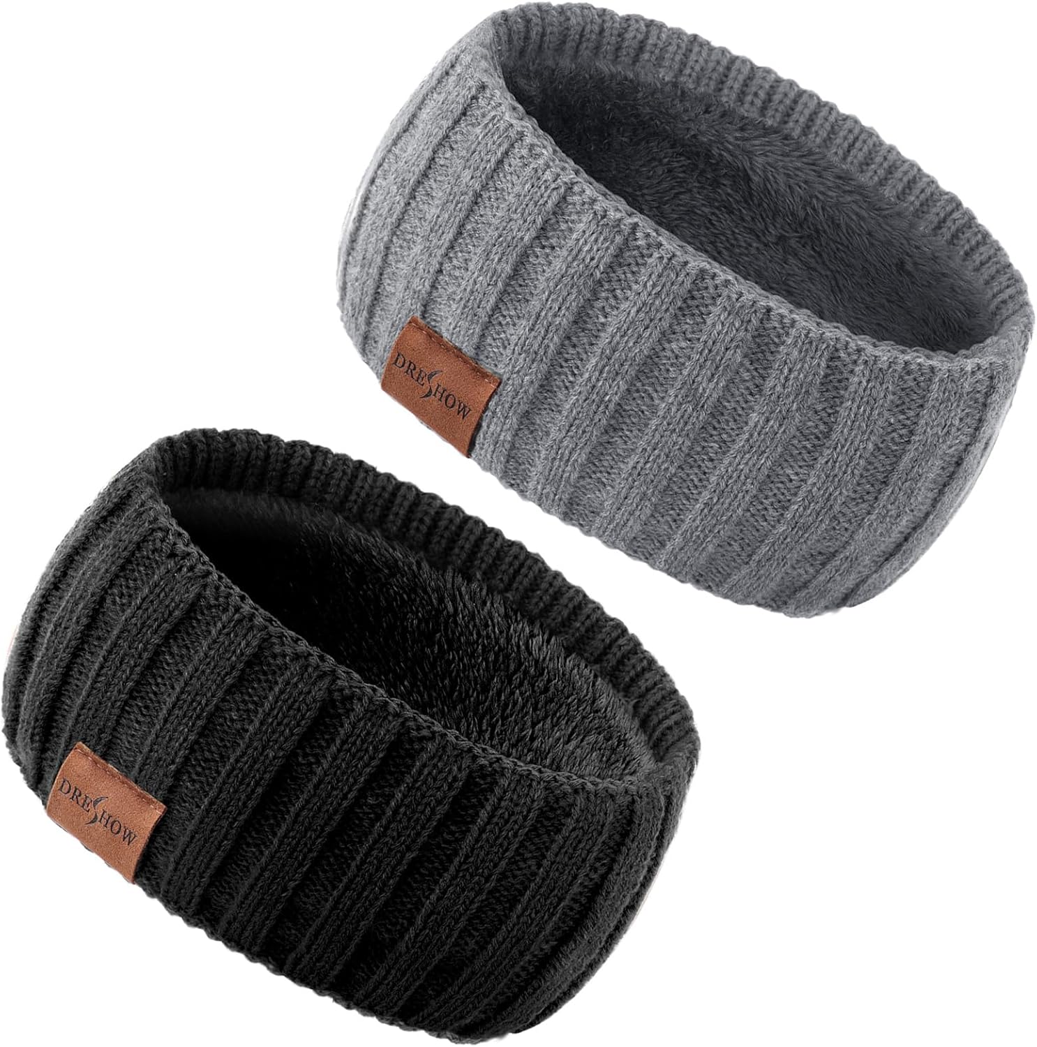 DRESHOW Women’s Warm Knitted Headband with Thick Fleece Lining