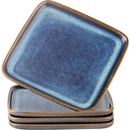 UNICASA 20 cm 3 pcs set Square Stoneware Plates Set, Reactive Glaze, Dishwasher Microwave Safe - Gomix Brands Outlet