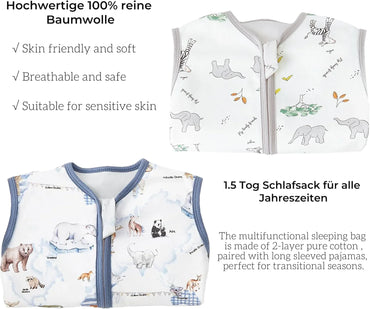 Chilsuessy Baby Sleeping Bag with Feet 1.5 TOG Cotton Wearable Blanket for Toddlers - Gomix Brands Outlet