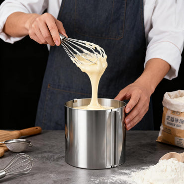 Iwinna Adjustable Extra-High Stainless Steel Cake Ring 15-30cm