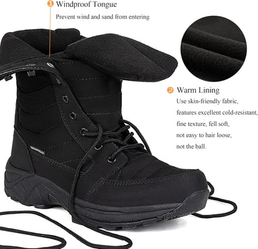 Women's Waterproof Winter Snow Boots with Side Zipper, Lightweight Warm Combat Style