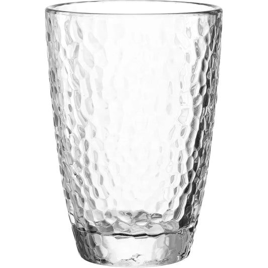 Leonardo Matera Set of 3- 340ml Transparent Glass Drinking Cup with Hammered Finish - Gomix Brands Outlet