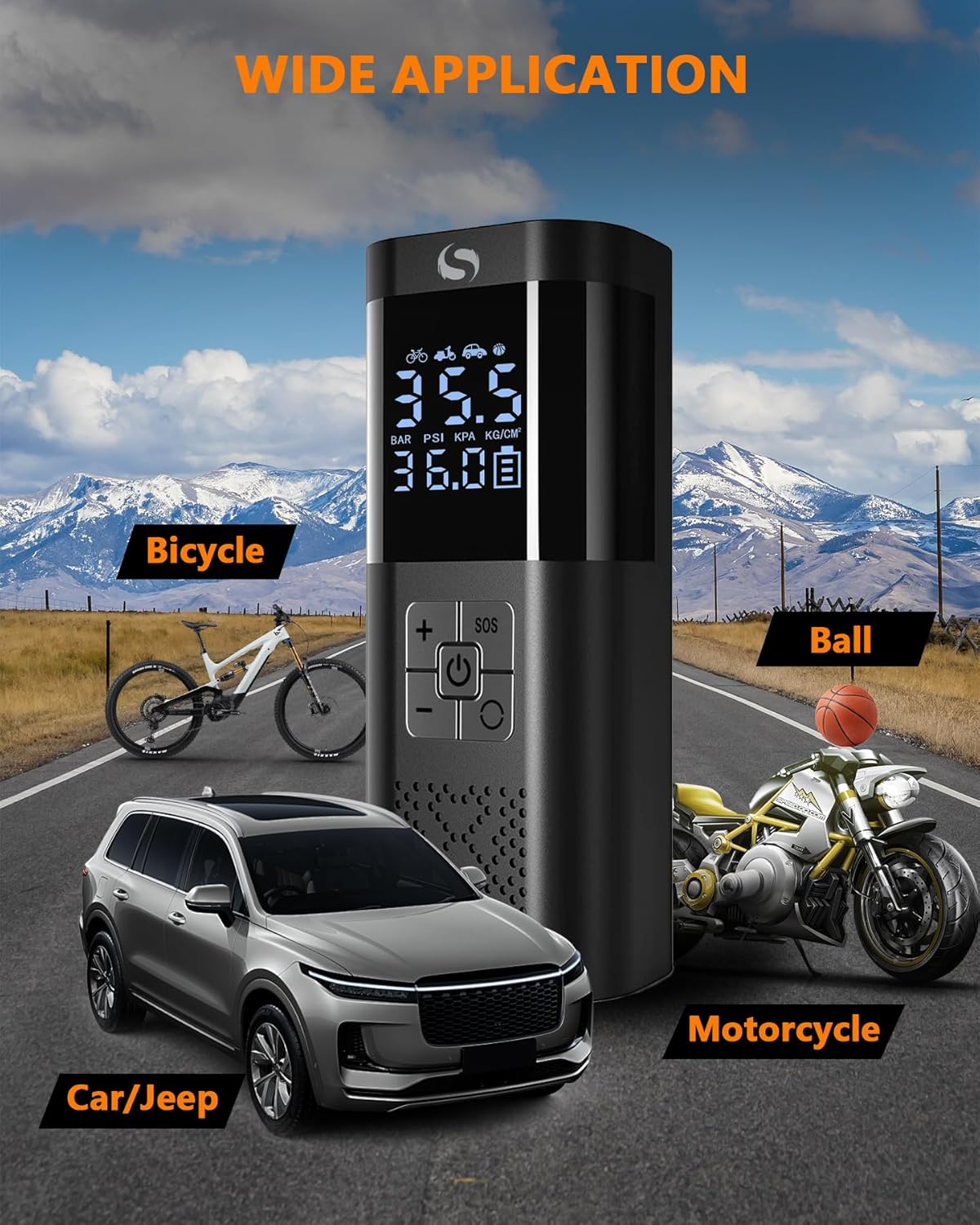 SERVOMASTER Portable Electric Air Pump: 150 PSI Cordless Tire Inflator with LED Light