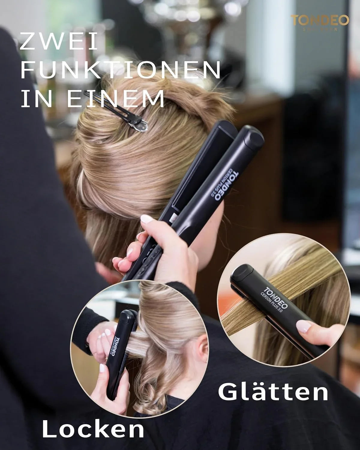 Tondeo Cerion Plus 3.0 Hair Straightener, Black - Gomix Brands Outlet