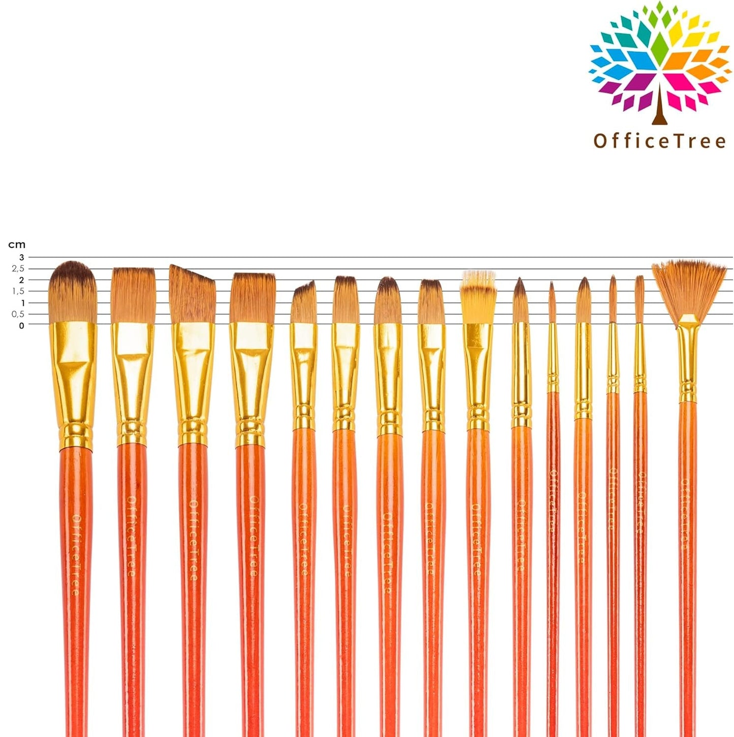 OfficeTree 20-Piece Acrylic Brush Set with Soap, Case, Palette Knife