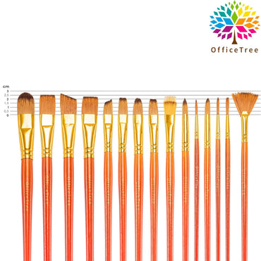 OfficeTree 20-Piece Acrylic Brush Set with Soap, Case, Palette Knife