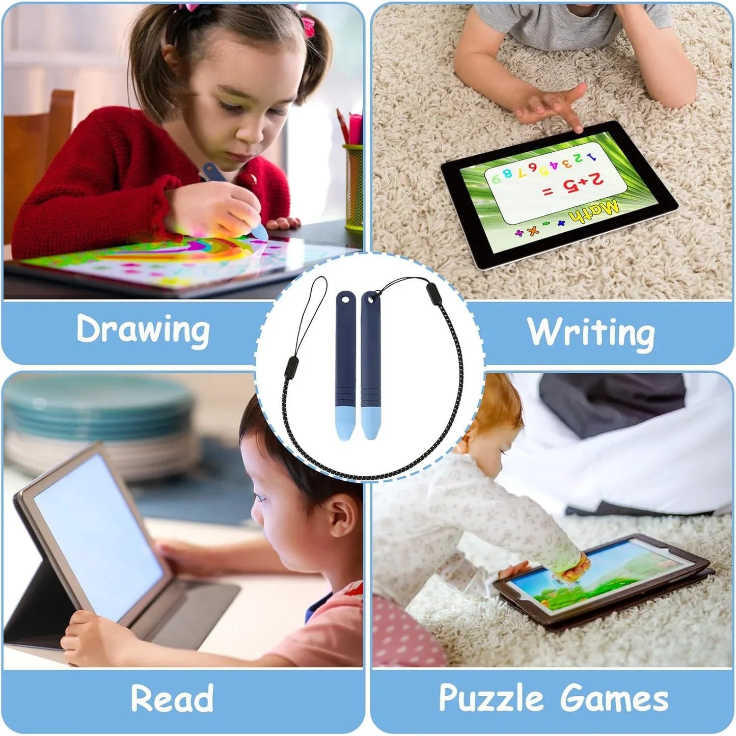 Kid-Friendly Stylus Pens with Anti-Loss Lanyard for Touchscreen – Blue - Gomix Brands Outlet