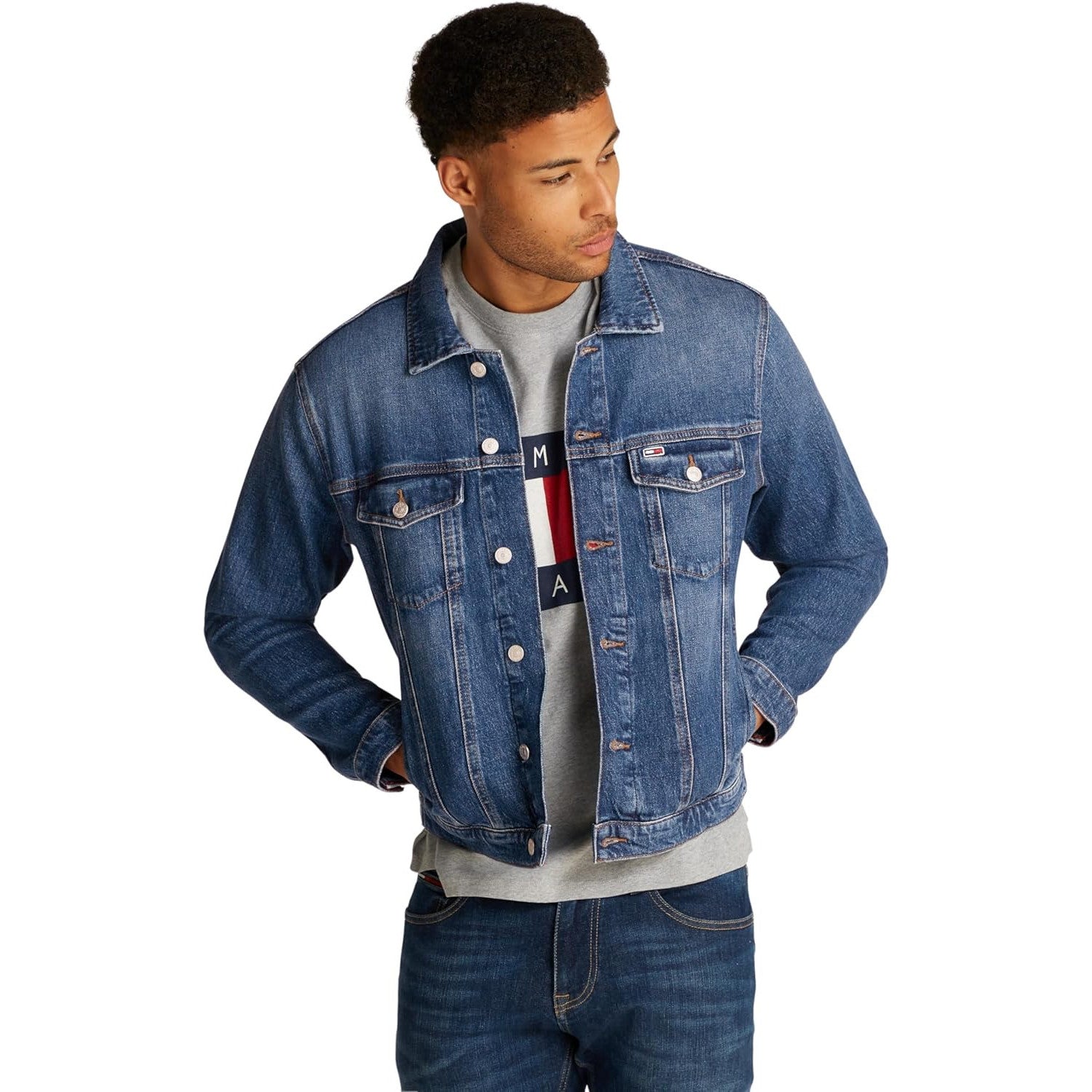 Tommy Jeans Men's Denim Jacket with Chest Pockets