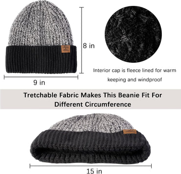 Tofern 3‑Pack Warm Knit Beanie, Scarf & Touch‑Screen Gloves