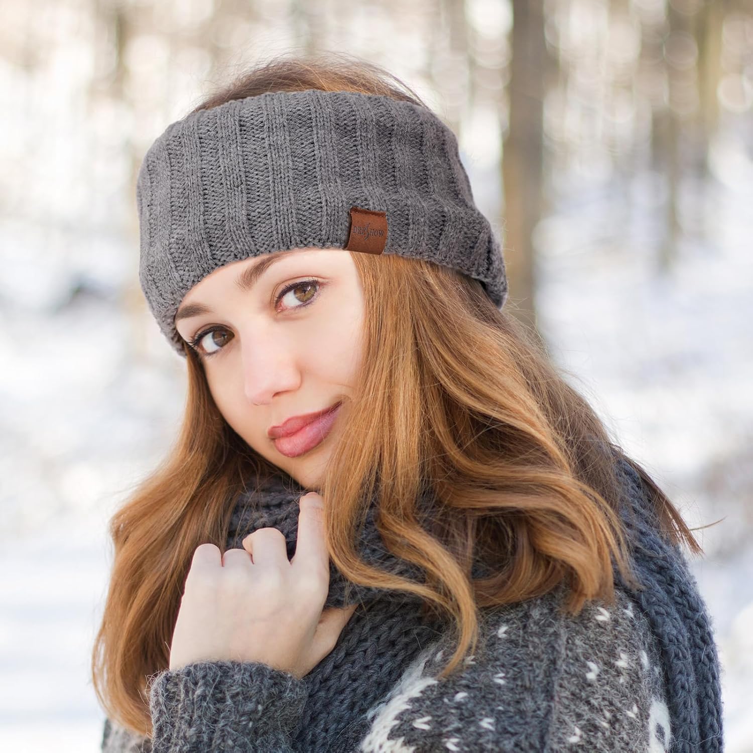 DRESHOW Women’s Warm Knitted Headband with Thick Fleece Lining