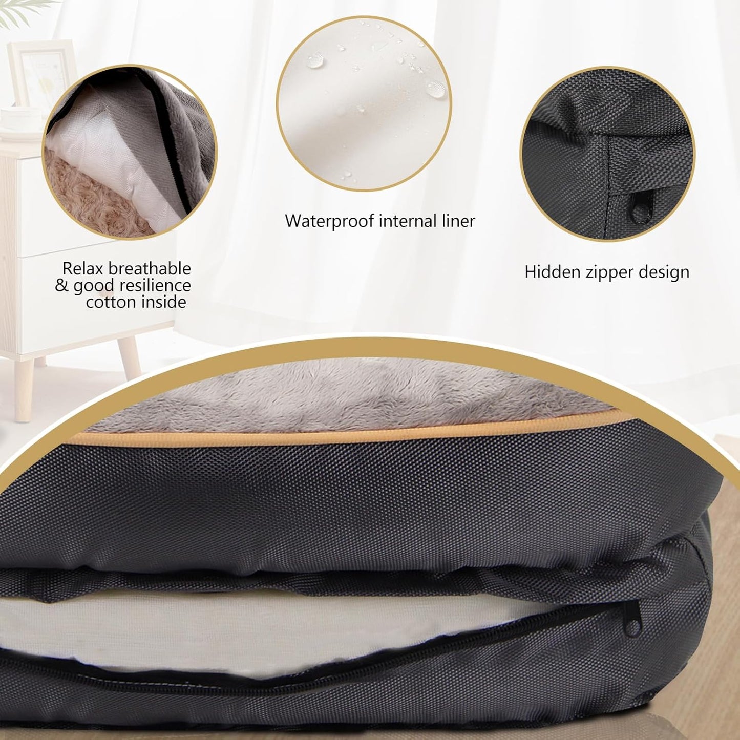 JOYELF X-Large Orthopedic Memory Foam Dog Bed with Washable Cover