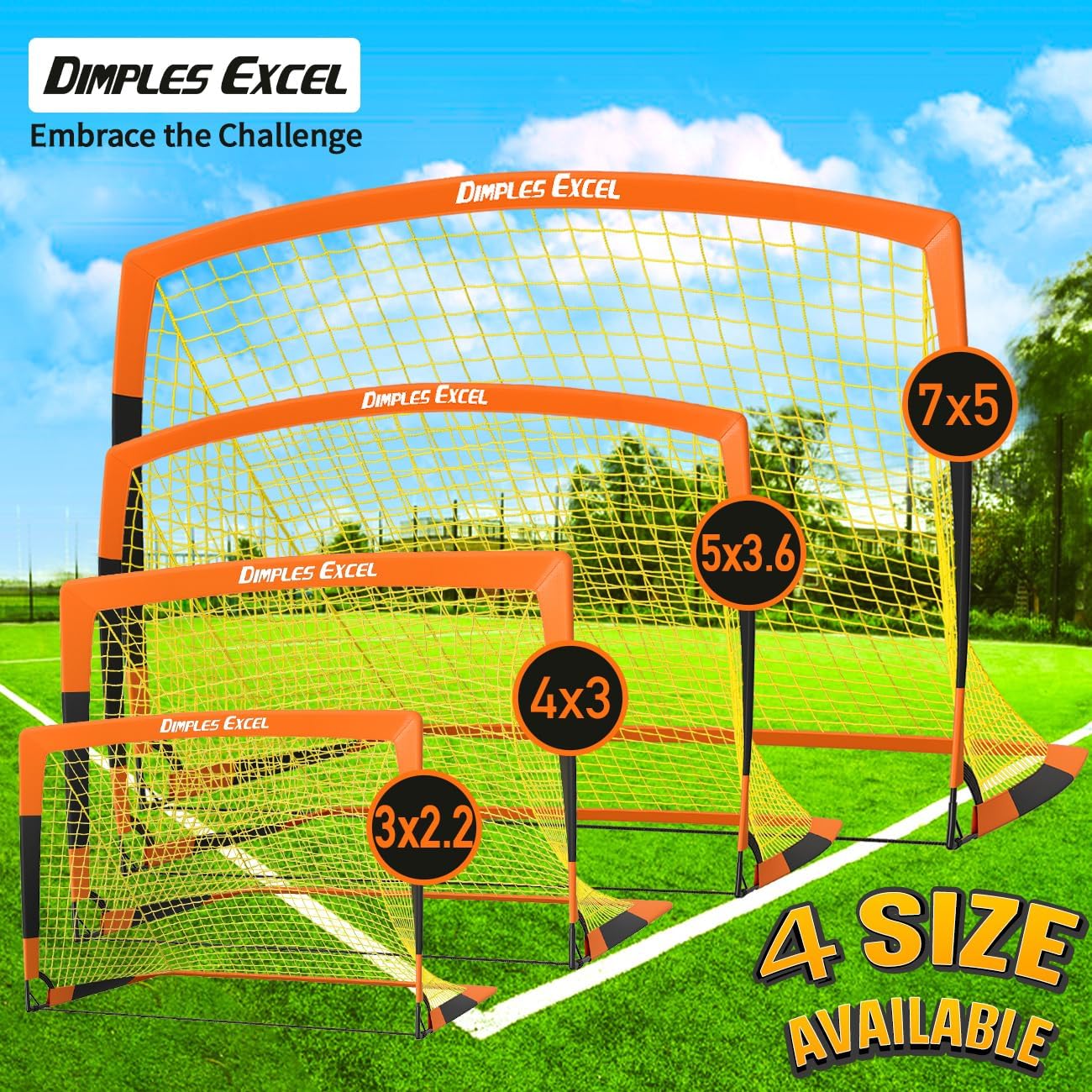 Dimples Excel Portable 4x3 ft Orange Football Goal Net