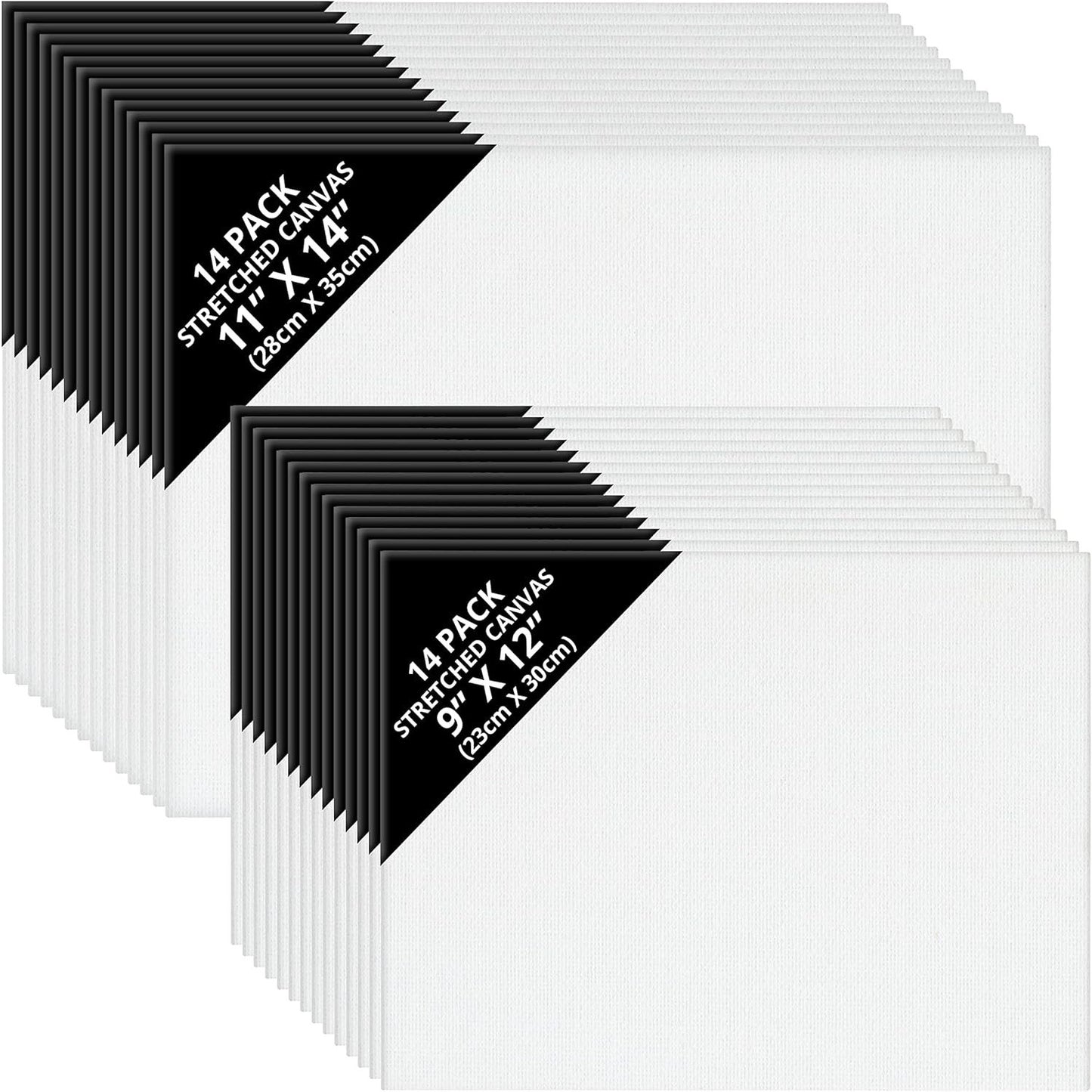 Belle Vous 28 Pack Blank Canvas Set - 28x35cm (11x14 inches) & 23x30cm (9x12 inches) 2 Sizes Pre Stretched Canvas Panel Boards - Suitable for Acrylic and Oil Painting Also for Sketching and Drawing