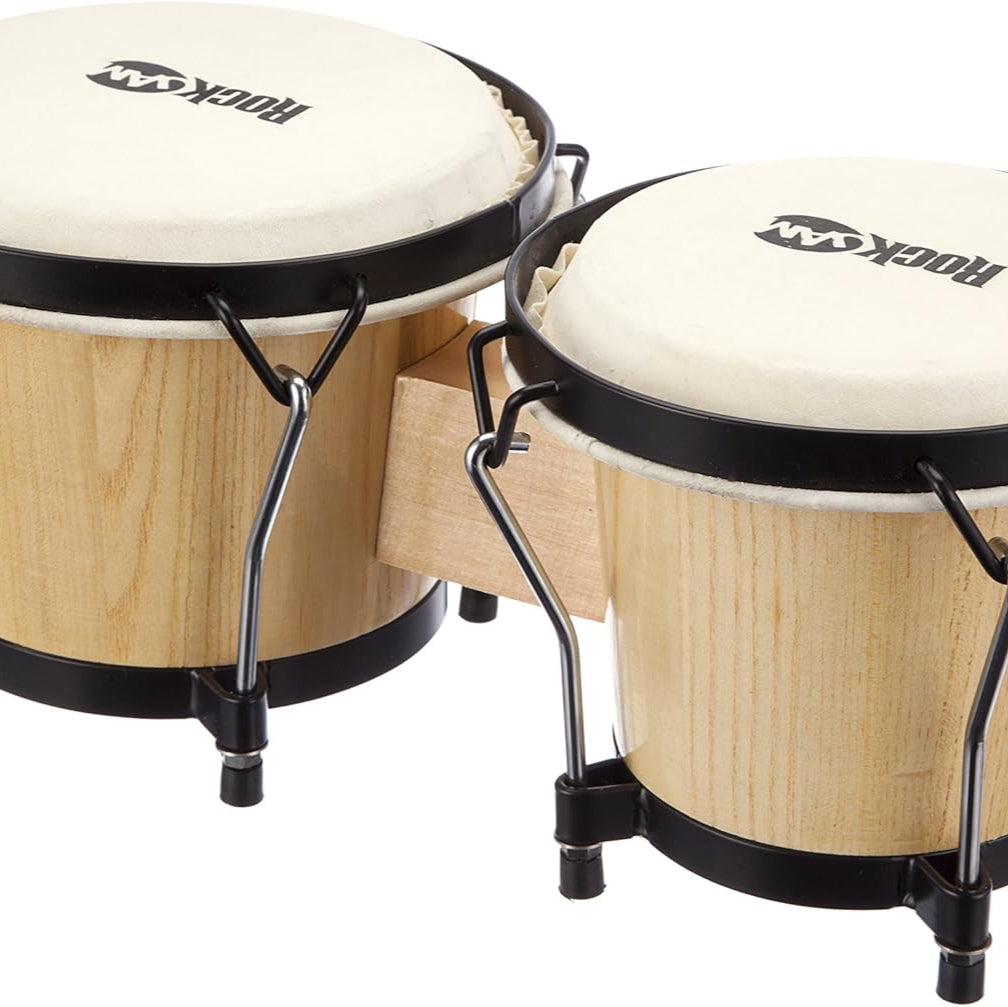 RockJam 7" & 8" Wooden Bongo Set with Padded Bag