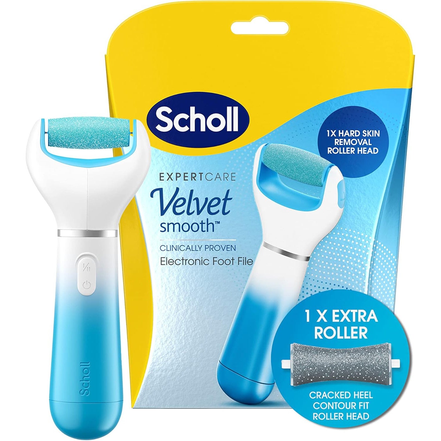 Scholl Velvet Smooth Electric Foot File with Cracked Heel Roller