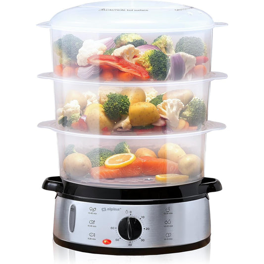 Alpina Food Steamer 230V 800W 3-Layer 9L Grey