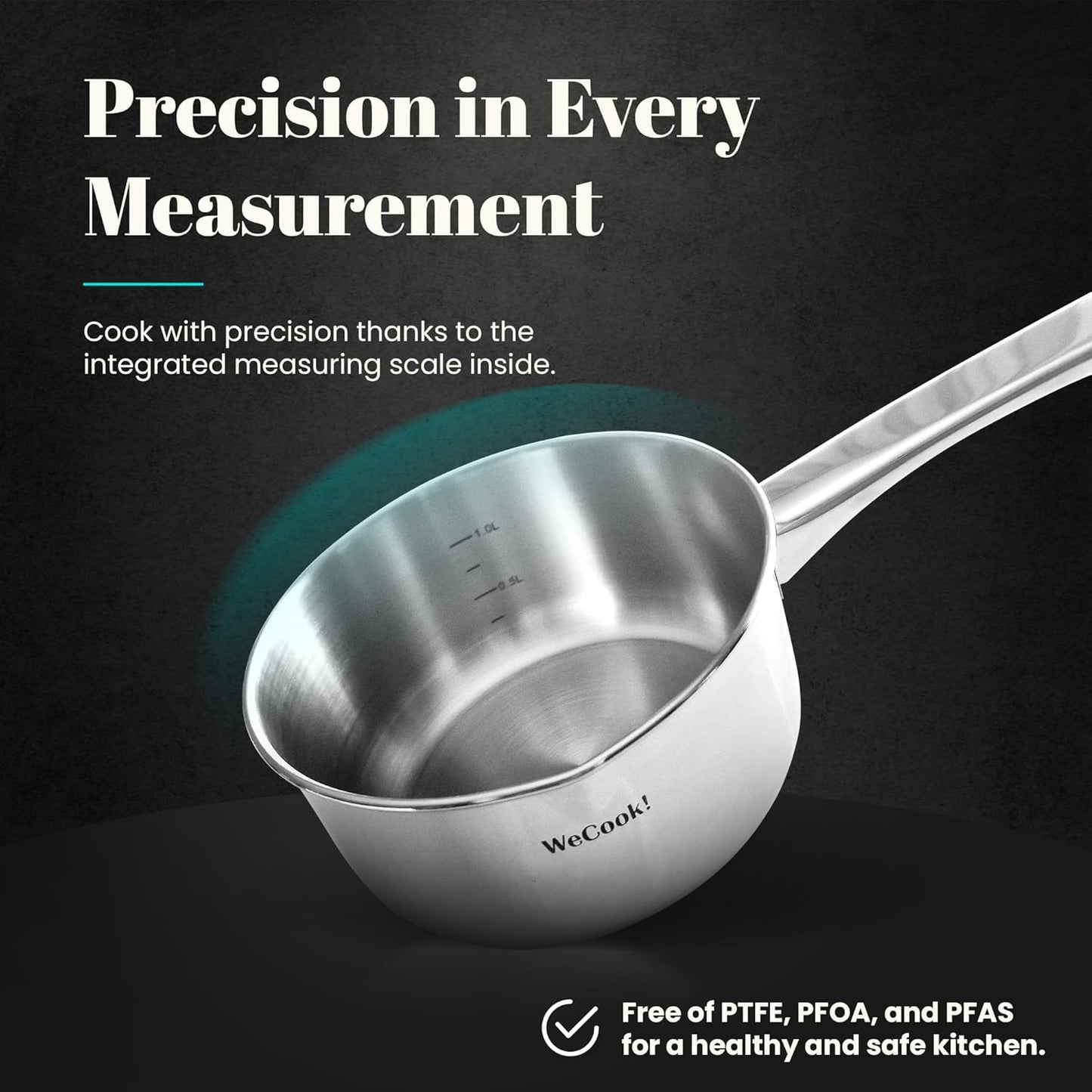 WECOOK! 12 cm Pro Stainless Steel Saucepan – 700 ml, Matte Finish