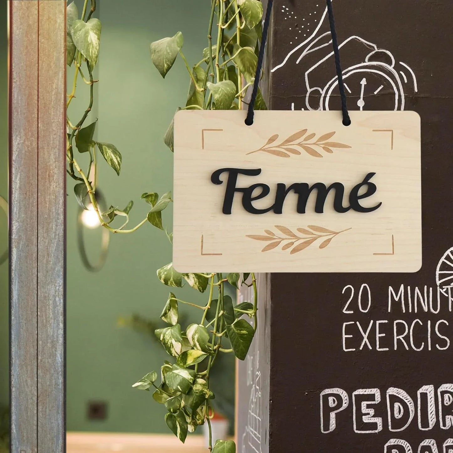 Wooden Open/Closed Sign with Black Plexiglass Letters for Glass Doors - Gomix Brands Outlet