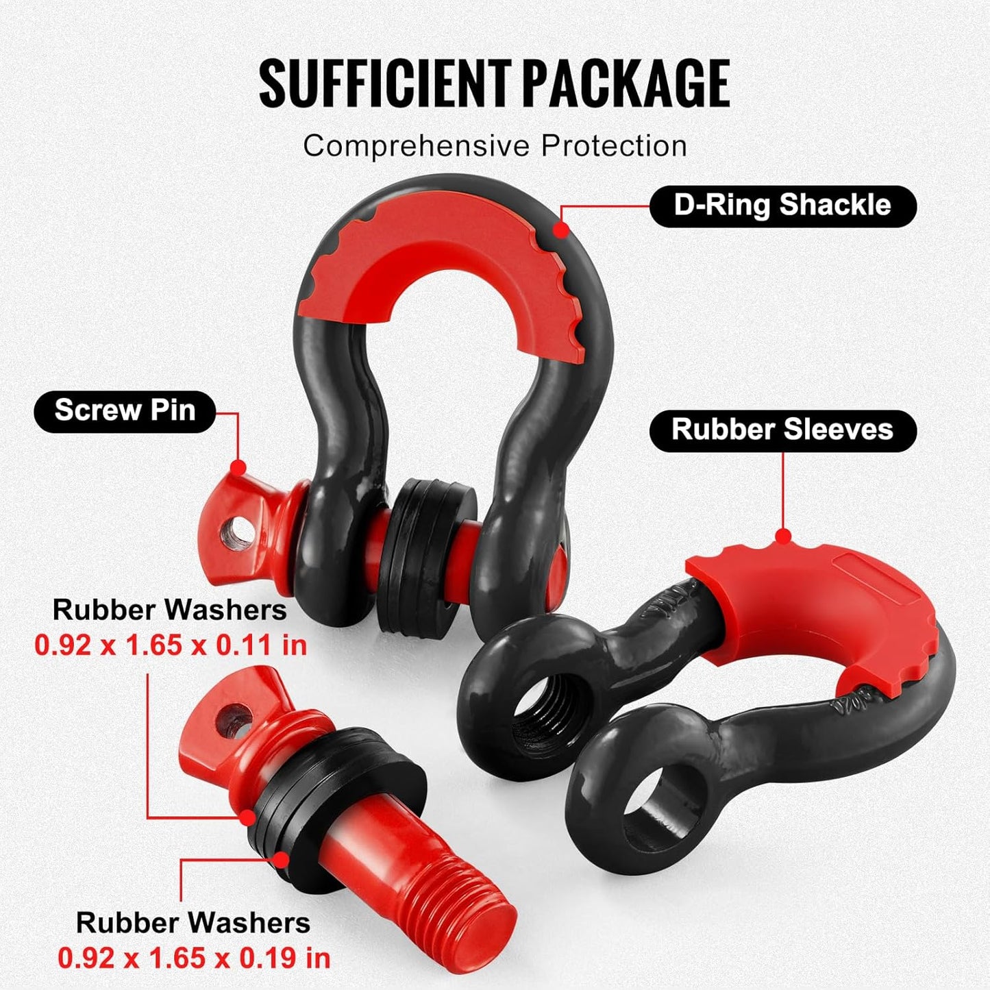 VEVOR 4.75 Ton D-Ring Alloy Steel Tow Shackles for ATV Trucks